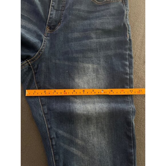 John Mark Raw Hem Crop Jeans Size 14 High Rise Stretch Blue Distressed Denim‎ - Picture 13 of 14